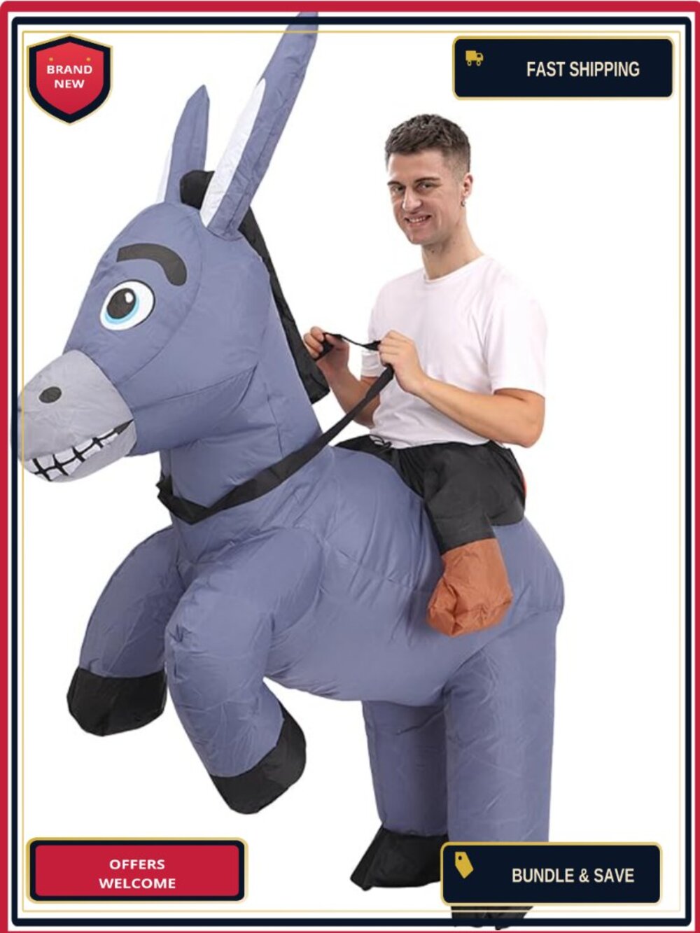 Inflatable Donkey Ride On Costume Adult Halloween Blow Up Suit